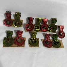 Lot of 12 Antique Colored Metal  Clip On Christmas Tree Candle Holders Germany