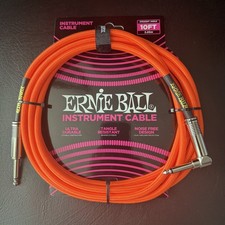 Ernie Ball 10' Braided Instrument Guitar/Bass Cable NEON ORANGE P06079