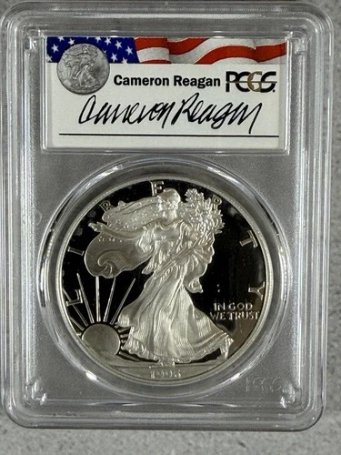 PR69 DCAM 1996-P American Silver Eagle Legacy Cameron Reagan Signed PCGS *8P28