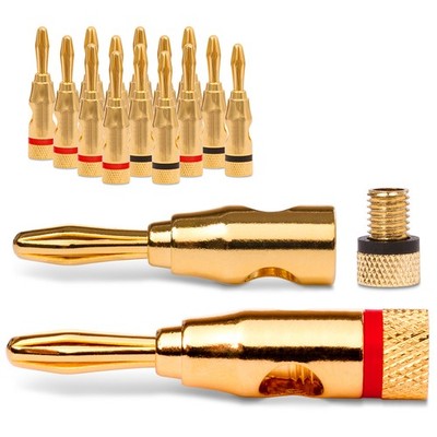 NAUC Bananenstecker 4mm schraubbar 24K vergoldet Lautsprecherkabel 16x Stecker
