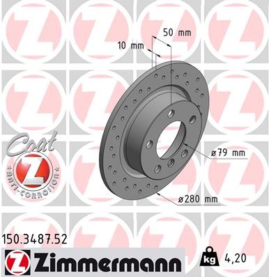 Zimmermann 150.3487.52 Brake Disc for Mini