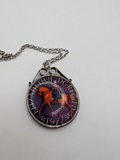 Vintage enameled Queen Elizabeth II 1977 Silver Jubilee coin pendant