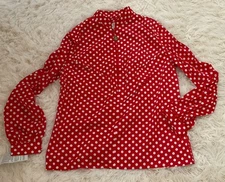 Jeunique Fashions 1960's Vintage NWT Womens Polk-a-dot Long Sleeve Top SZ:10 USA