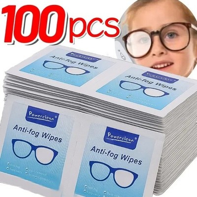 10-100Pcs Glasses Cleaning Wet Paper Disposable Anti Fog Misting Dust Remover US