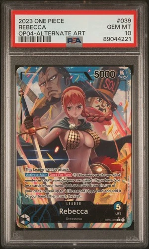 One Piece TCG Rebecca Alternate Art Leader OP04-039 English Gem Mint PSA 10