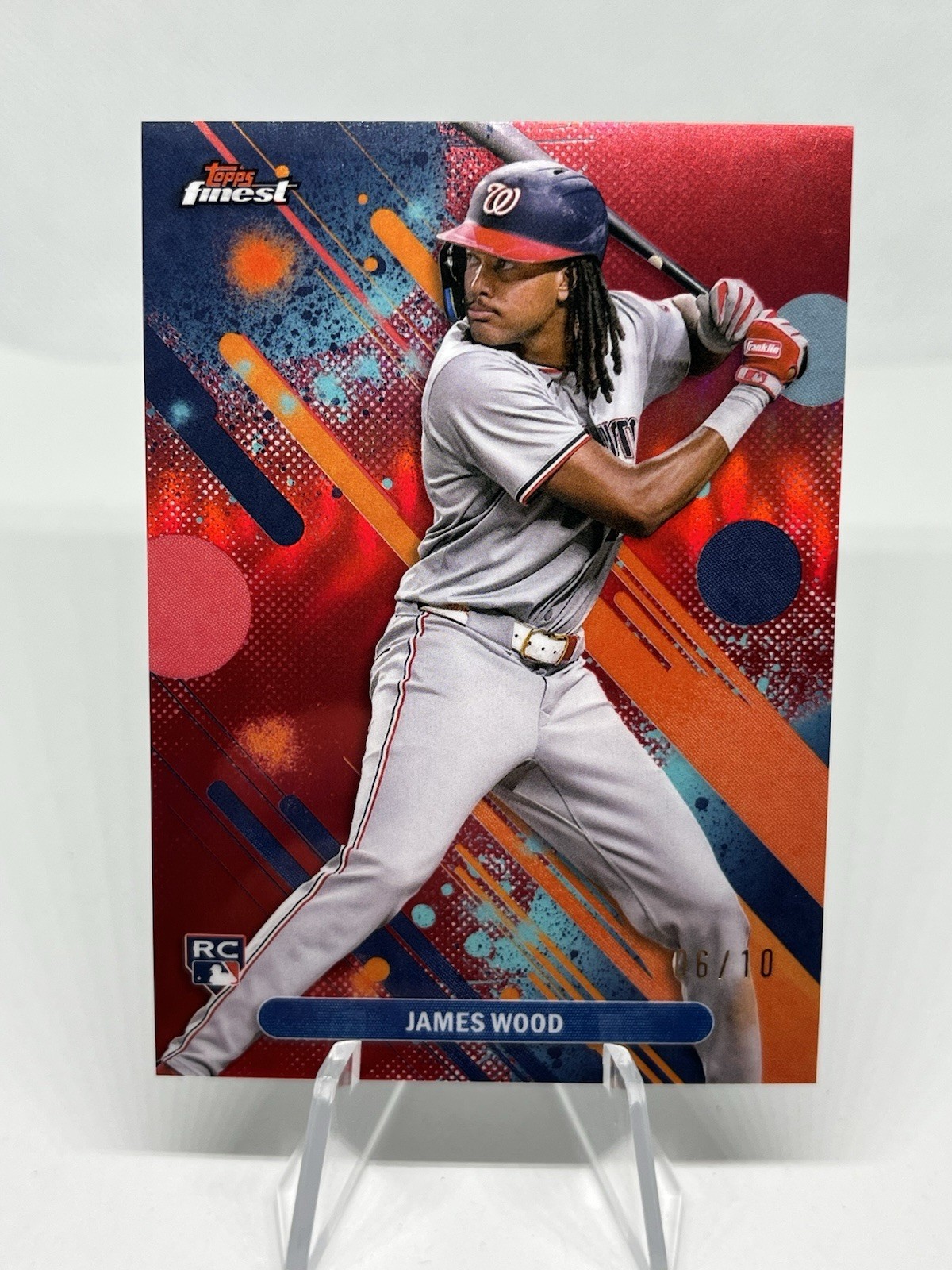 JAMES WOOD 2025 TOPPS FINEST COMMON ROOKIE RED REFRACTOR /10 Card #100 Nationals