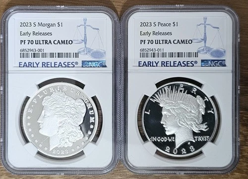 2023-S $1 Morgan & Peace Silver Dollar 2-Coin Set – NGC PF70 Ultra Cameo ER