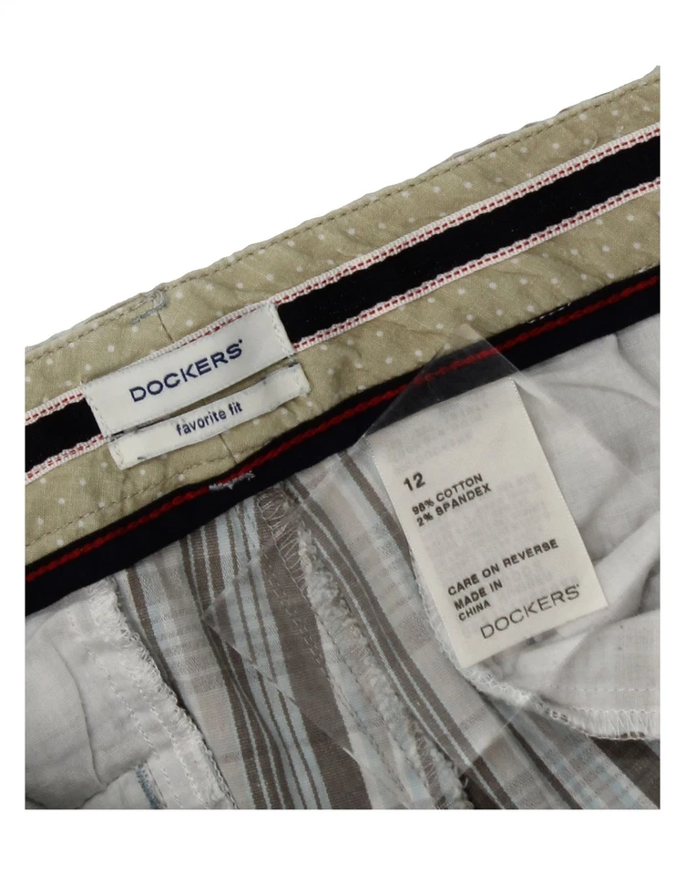 DOCKERS Womens Favorite Fit Chino Shorts US 12 Large W34 Grey Check Cotton CL05 - Image 4 of 4