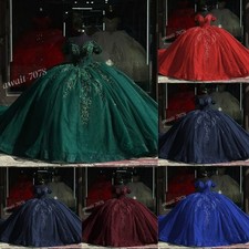 Sweet Quinceanera Dresses Off The Shoulder 3D Florals Birthday Party Ball Gown