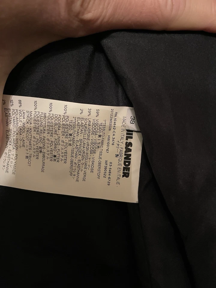 Jil Sander Black Long Wool Viscose Blend Coat Made in Italy Size 38 - Image 3 of 3