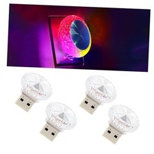 4PCS USB LED Car Interior Atmosphere Lamp, Portable Mini Multicolor Slow Flash