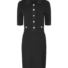 Veronica Beard Short Sleeve Ribbed Mini Dress - Black - Size XL- MSRP $478- NWT