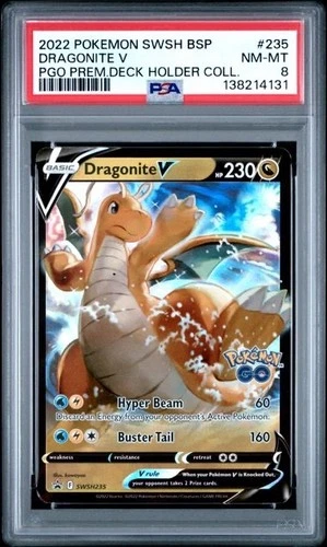 DRAGONITE V #235 PSA 8 2022 POKEMON SWSH BLACK STAR PROMO PREM DECK HOLDER COLL