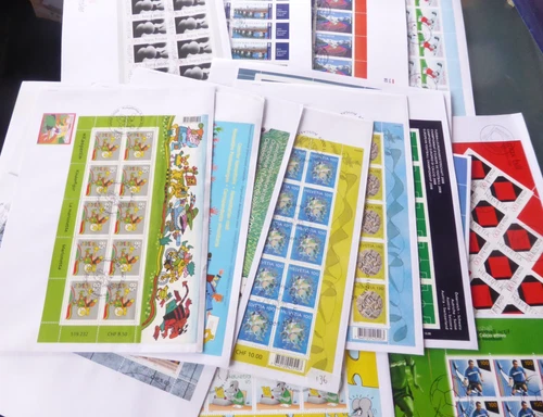 SWITZERLAND 2004-8 RANGE OF LARGE FDC's WITH FULL SHEETLETS OF VALUES x 18