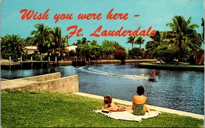 Vintage Ft. Lauderdale Florida Canal Scene 3D Postcard