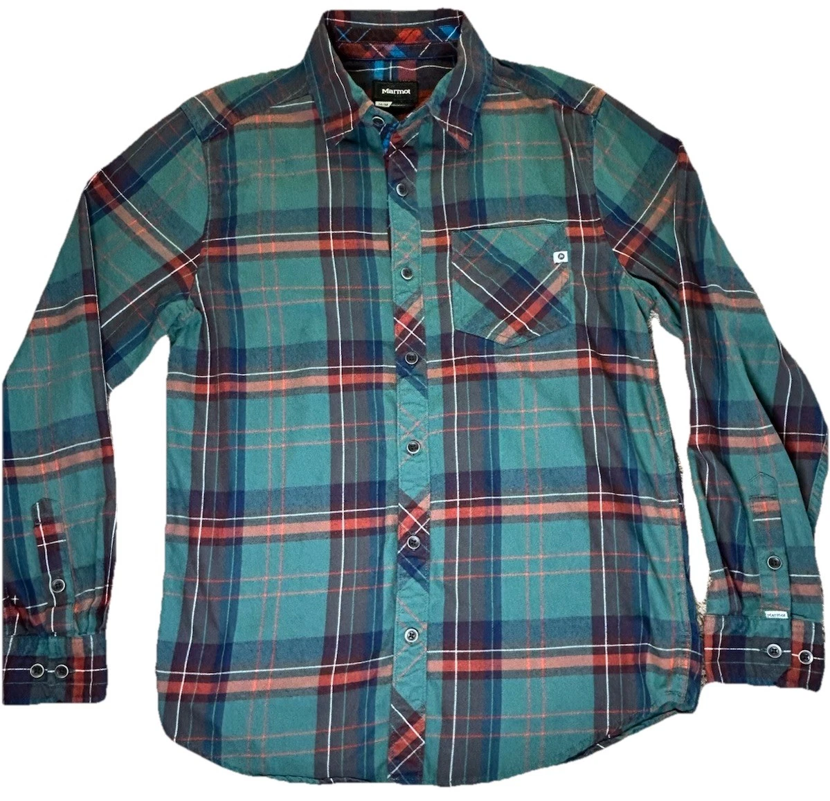 Marmot Men’s Medium Plaid Button Up Shirt Green Outdoor Casual M