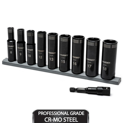 #ad Husky 3 8 in. Drive Thin Wall Deep Metric Impact Socket Set 6 Point 10 Piece $26.99