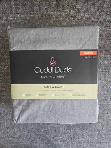 NEW Cuddl Duds QUEEN Size 4 pc Sheet Set Gray - SOFT & COZY!