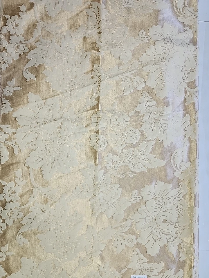 Vtg 2pc Lot Ivory Damask Sewing Upholstery Craft Fabric 27x34 & 25x33 Drapery  - Image 4 of 4