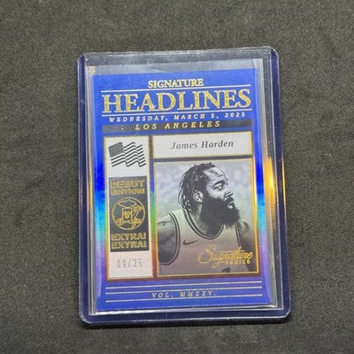 2025-26 Panini Signature Series James Harden Headlines Blue /25 Clippers