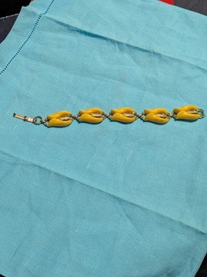 Vintage Thermoset Braclet 8'' Butterscotch Goldtone MCM
