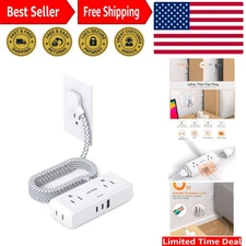 Compact 6ft Power Strip: 4 AC Outlets, 3 USB Ports – Perfect for Dorms & Travel