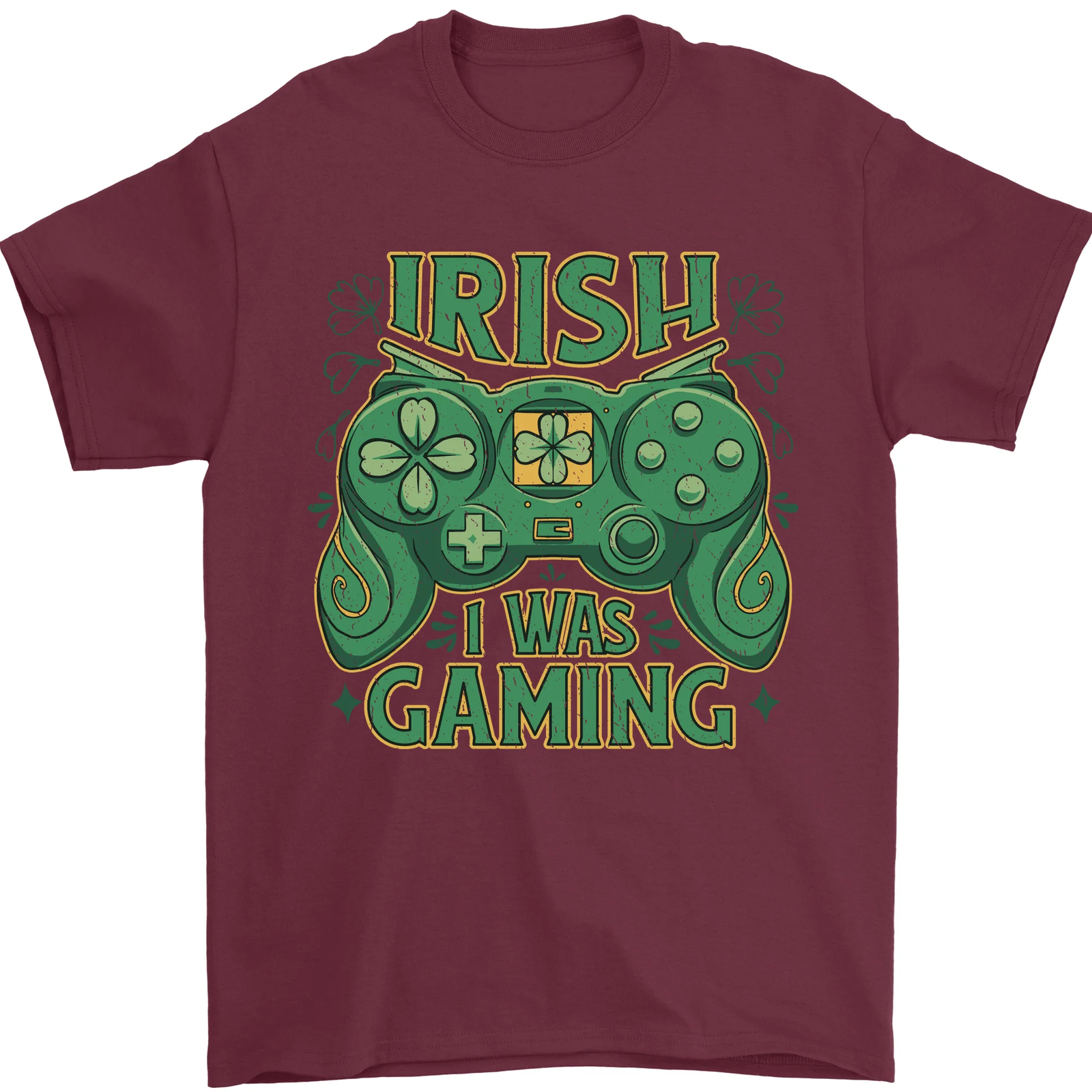 Irish I Was Gaming St Patricks Day Funny Gamer Mens T-Shirt 100% Cotton