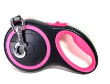 Dog Leash 25 ft Retractable Reflective Nylon Pink Up to 44 lbs