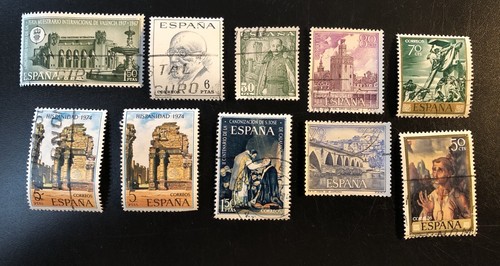 Spanish stamps, ~1970’s, USED, lot of 10.