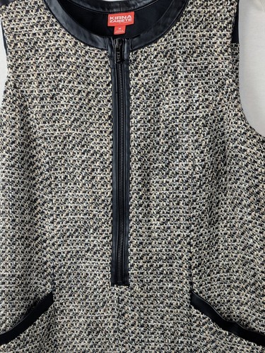 KIRNA ZABETTE For Target Tweed Shift Dress Zip Front Faux Leather Accent SZ M - Picture 8 of 9