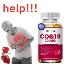 Premium CoQ10 200mg, vitamin for heart health Prevent heart failure 120 SoftGels