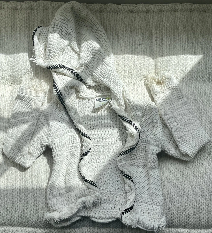 Genuine Kids by Oshkosh White Knit Boho Hoodie 2T Toddler Fringe - Image 2 of 4