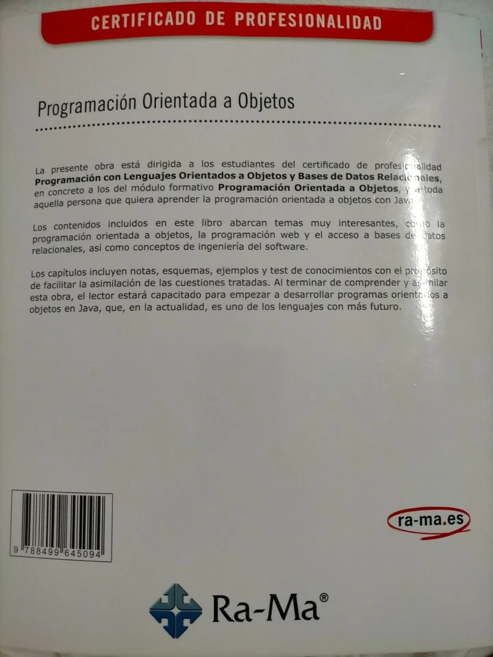 Programación orientada a objetos. MF0227_3: RAMA CERTIFICADO DE PROFESIONALIDAD - Imagen 2 de 3