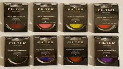 K&F Concept HD Filter Lot - Lot of 8 - 52mm - Red, Green, Blue, Orange, Pink, ++