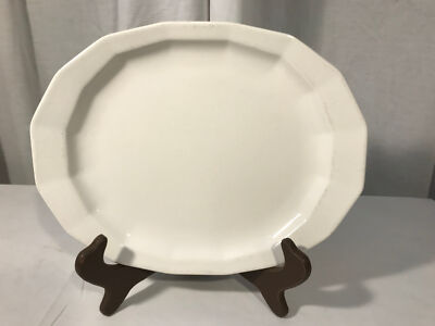 Harkerware Heritance White 11'' Oval Platter Multisided Harker Ironstone Bone