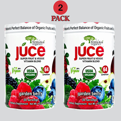2 Packs Terra Kai Organics JUCE Super Fruit Veggie Vitamin Blend, 12.2 Oz