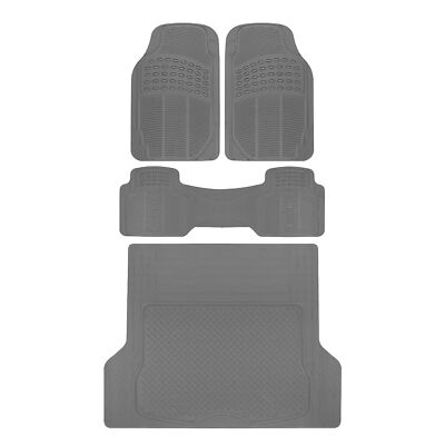 Car Floor Mat Rubber Gray 4 PC Set Heavy Duty All Weather MAX Protection