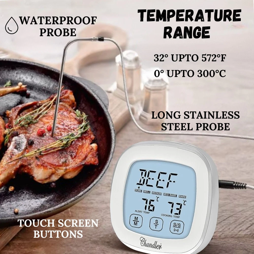 Meat Thermometer, with Long Probe, Digital Meat Thermometer |  Grill Thermometer