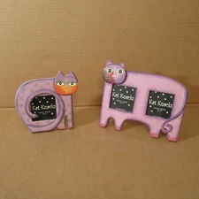 Vtg Lot 2 Kat Knacks Colorful Whimsy Kitty Cat Picture Photo Frame Axicon 3x3"