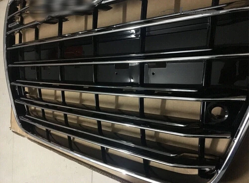 Parrilla de parachoques delantero rejilla de radiador rejilla plateada brillante para Audi A8 D4 2010-2014 - Imagen 5 de 13