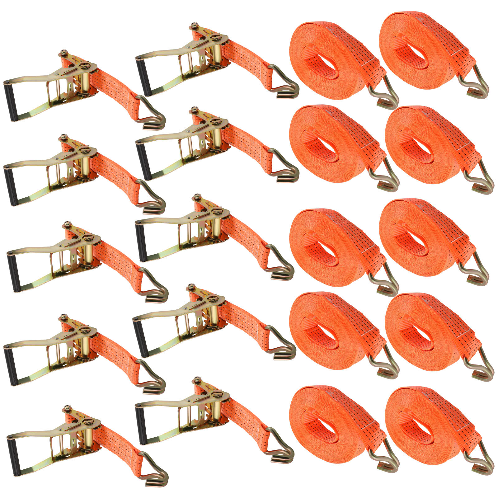 10×50mm 10metre 5 Ton Recovery Ratchet Strap 50mm 5000kg 5t Tie Down Claw Hook