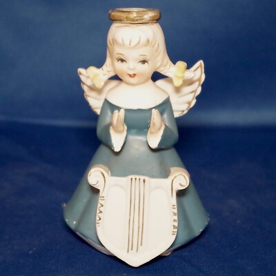 Vintage 1962 Davar Originals Ceramic Angel with Harp Pocket - Some Paint Loss