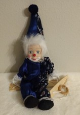 Marionette String Clown Puppet on Swing Porcelain Face Doll 13"x 5"