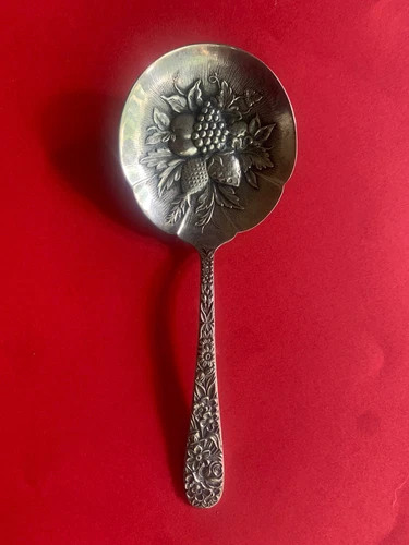 Repousse S Kirk Son Sterling Silver Berry Spoon Server Fruit in Bowl