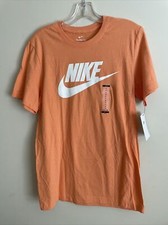 Nike Men's Sportswear T-Shirt Active Short Sleeve Graphic Tee Orange White Small