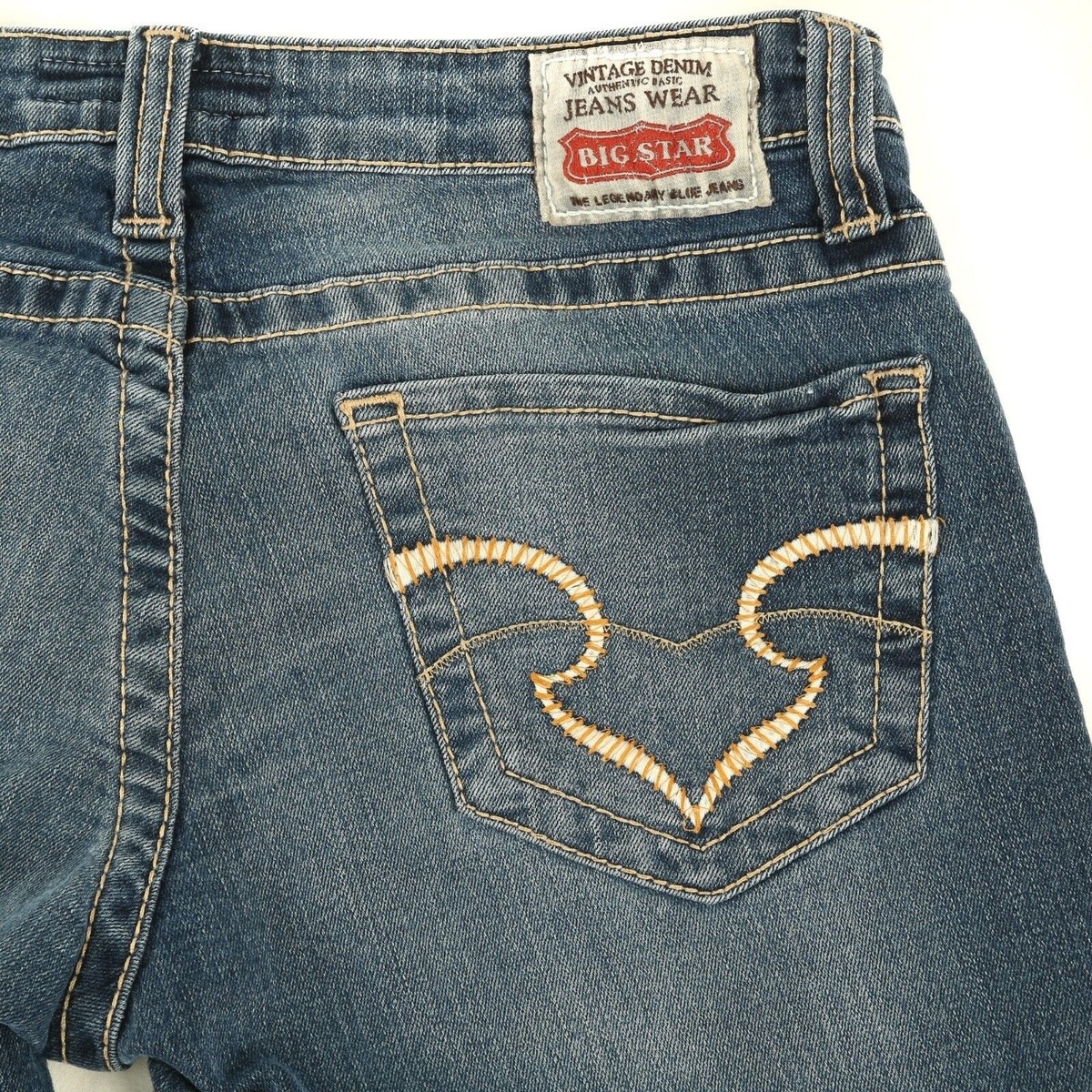 Big Star Vintage Denim Thick Stitch Stretch Boot Cut Jeans Womens 27 Reg  27x29