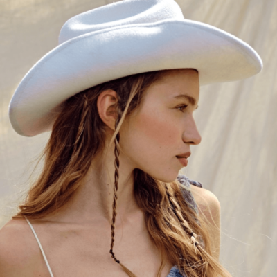New in ! Rare Wyeth creamy beige wool cowgirl NEW! Rare Wyeth suede structured braided cowgirl high hat | eBay main image 4