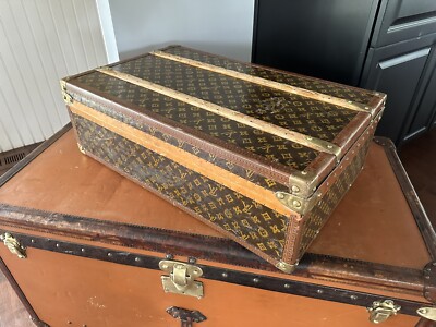 Louis Vuitton Rare Model Suitcase Trunk With Wood Slats Antique