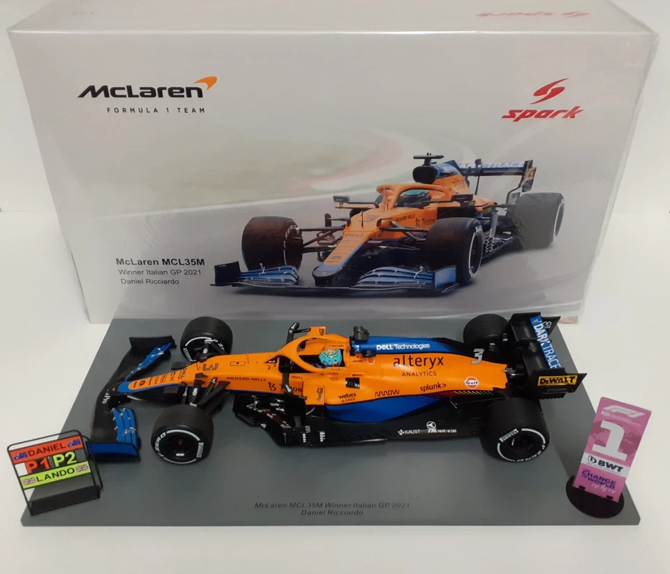 SPARK 1:18 MODELLINO AUTO DIE CAST F1 MCLAREN MERCEDES RICCIARDO GP ITALIA 2021 - Immagine 2 di 4