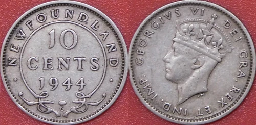 1944 Newfoundland 10 Cents — photo from the most recent tracked eBay sale